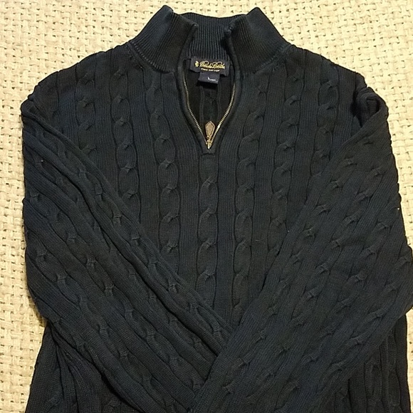 Brooks Brother's Zip Cable Sweater Navy L - Picture 5 of 5